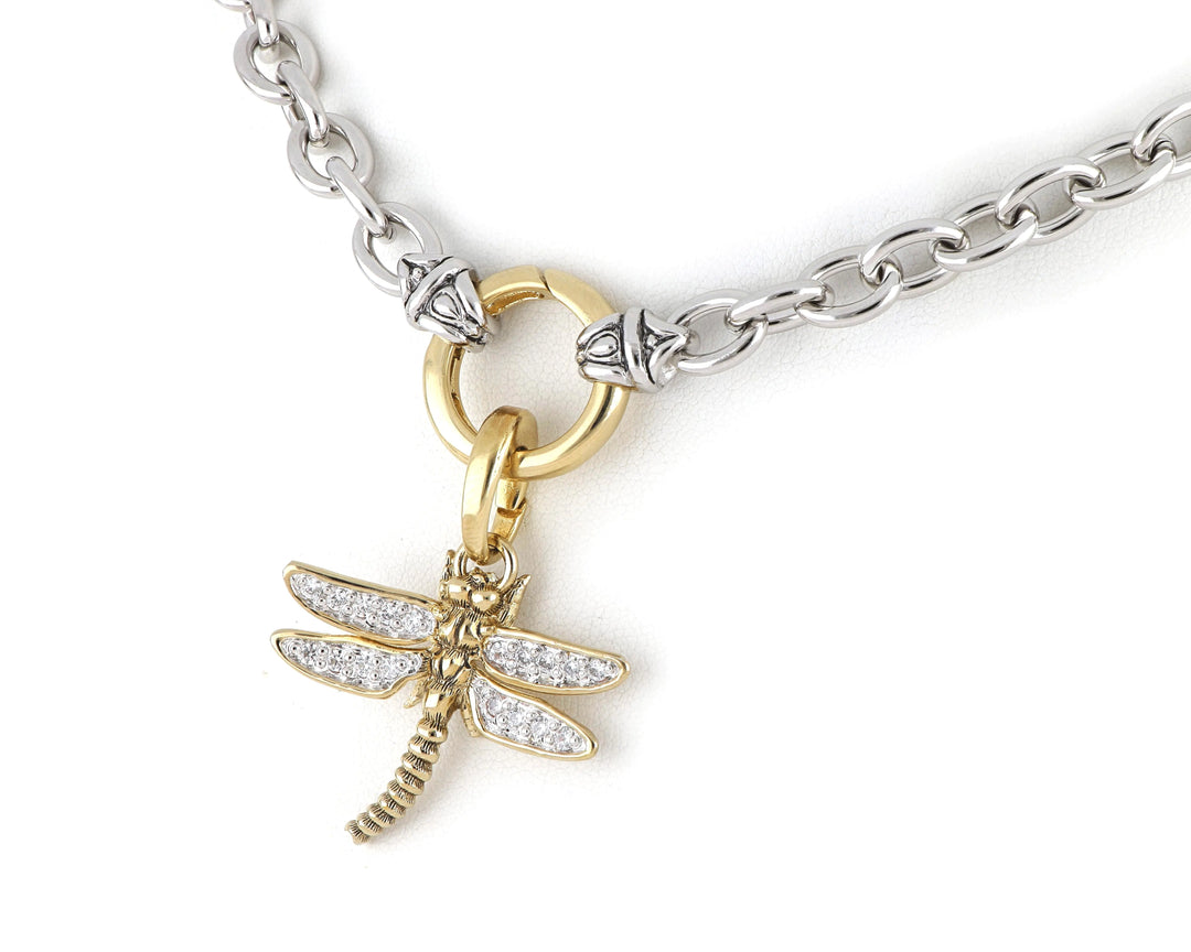 20th Anniversary Collection - Dragonfly Spring Ring Two-Tone Pendant John Medeiros Jewelry Collections