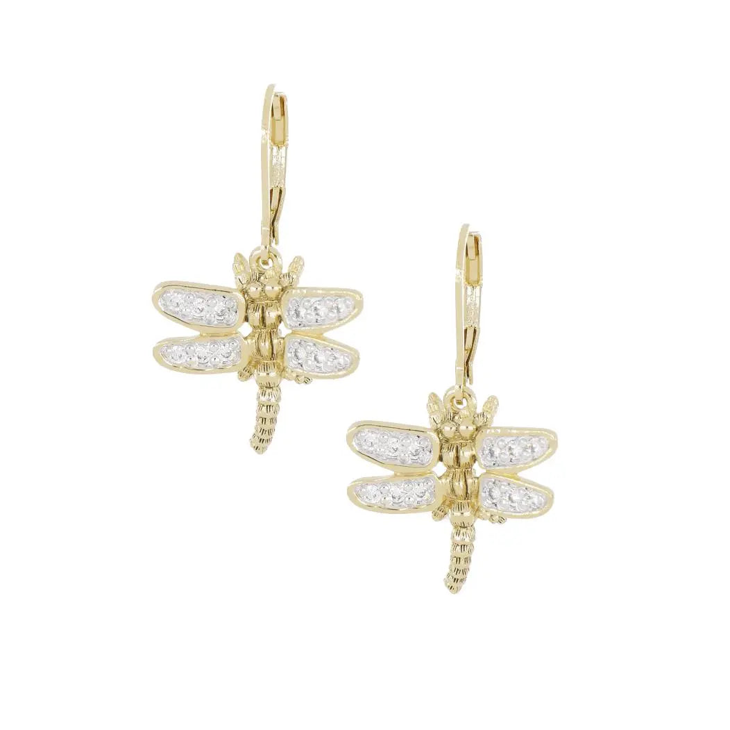20th Anniversary Collection - Gold Dragonfly French Wire Earrings John Medeiros Jewelry Collections