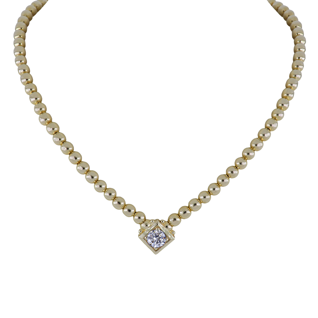 Beaded Collection Single Strand Necklace 16-18”  CZ