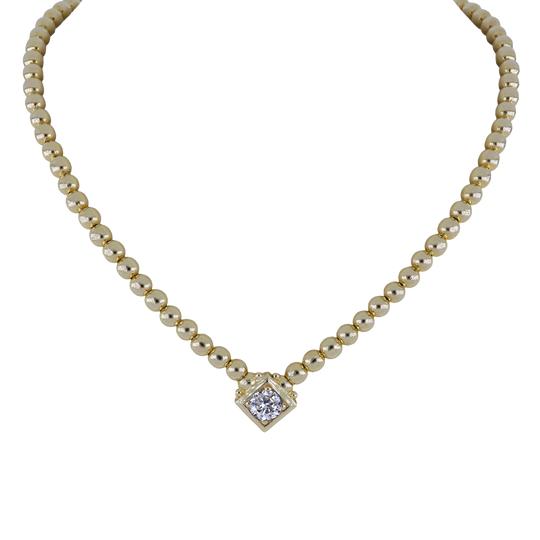 Beaded Collection Single Strand Necklace 16-18”  CZ