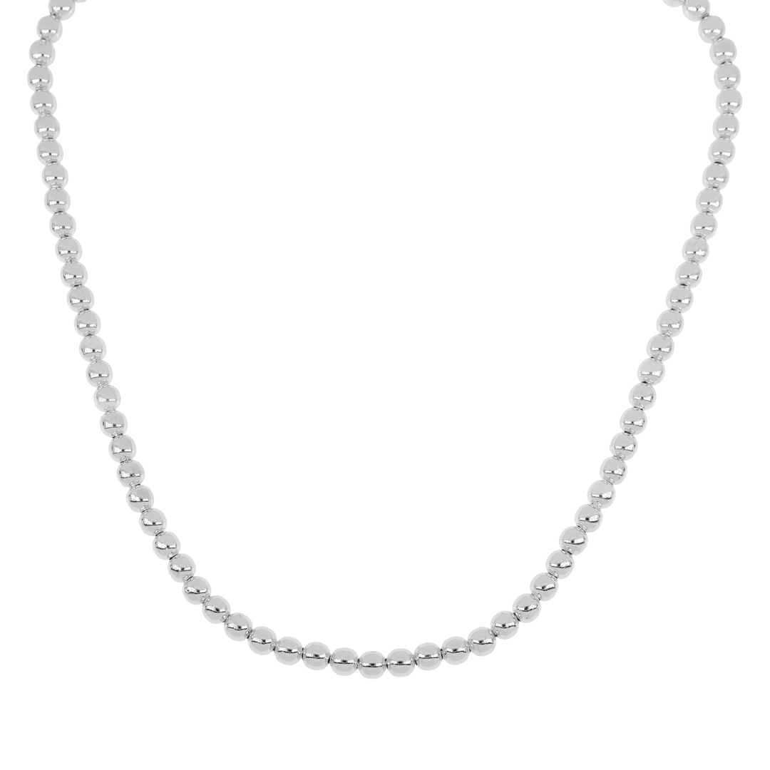 Beaded Necklace 18" Rhodium