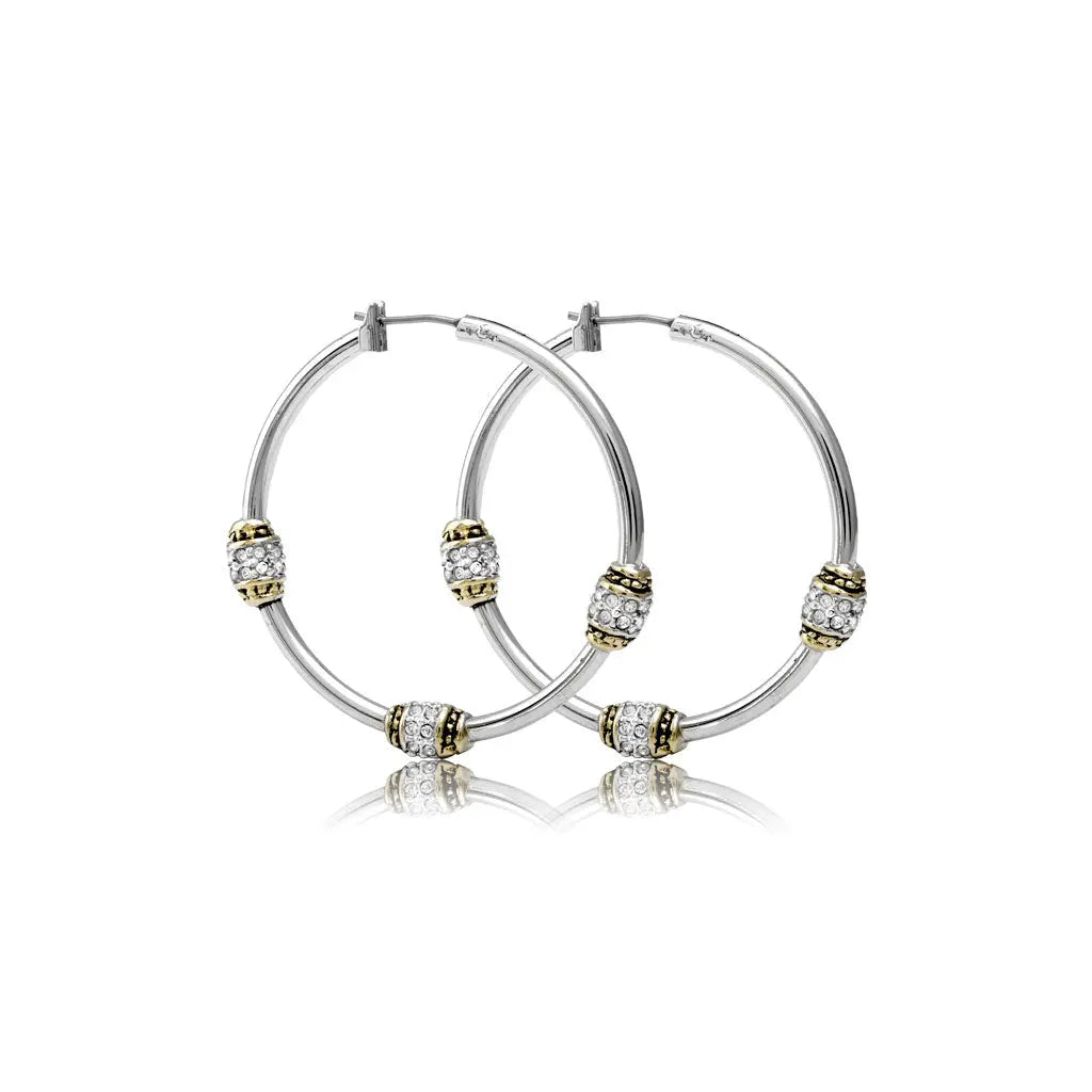 Beaded Pavé - Triple Bead Hoop Earrings Handcrafted Jewelry
