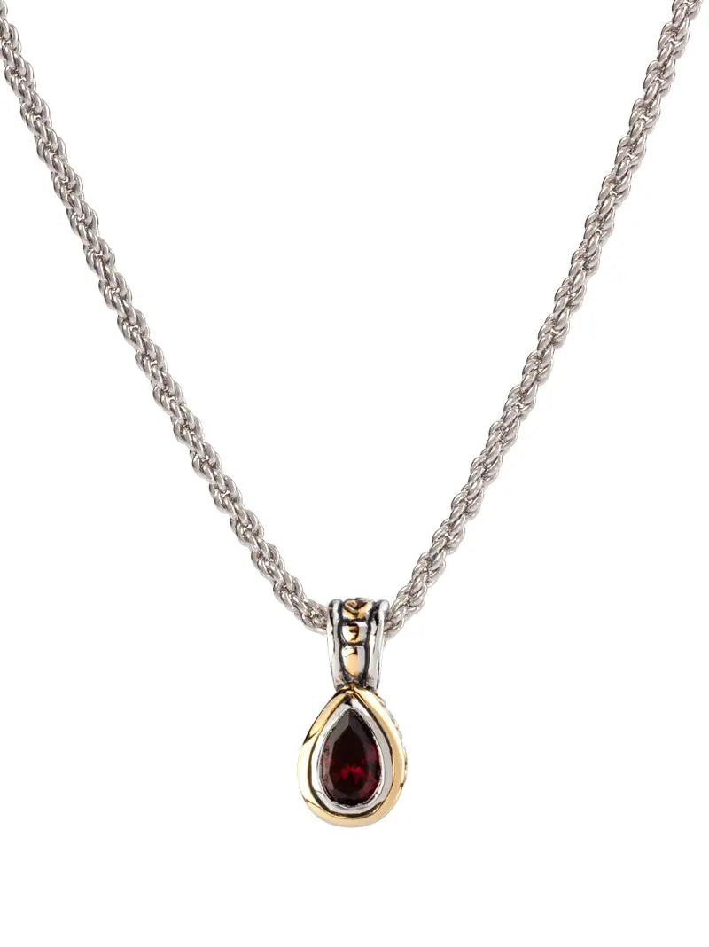 Beijos Collection - 9x6mm CZ Pear Bezel Set Pendant Necklace John Medeiros Jewelry Collections