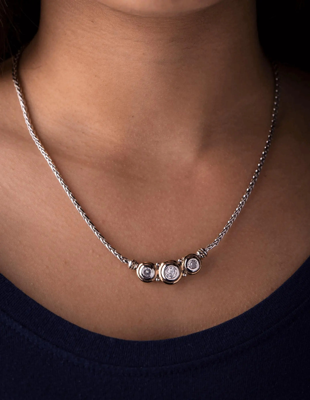 Beijos Collection - Three-Stone CZ Necklace John Medeiros Jewelry Collections