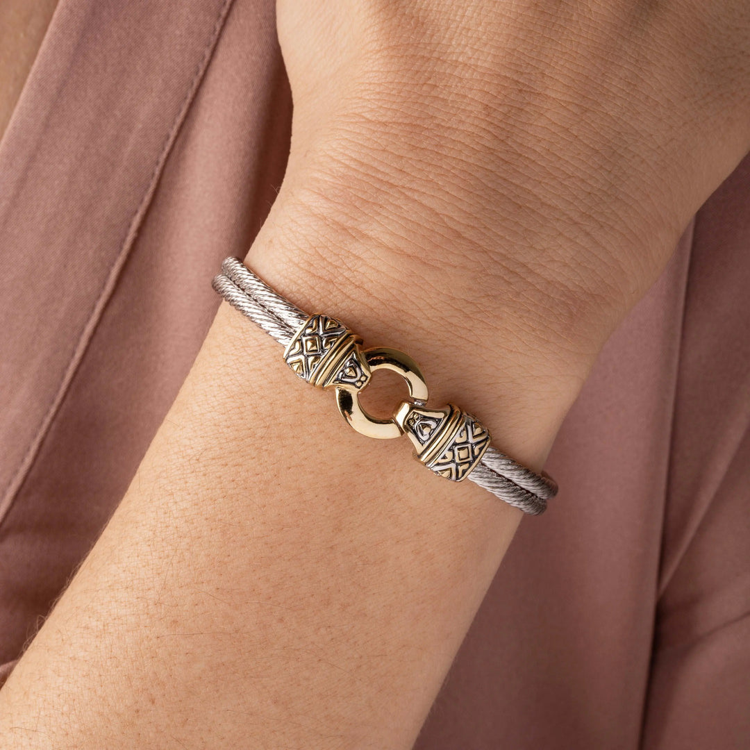 Antiqua Gold Circle Double Wire Bracelet