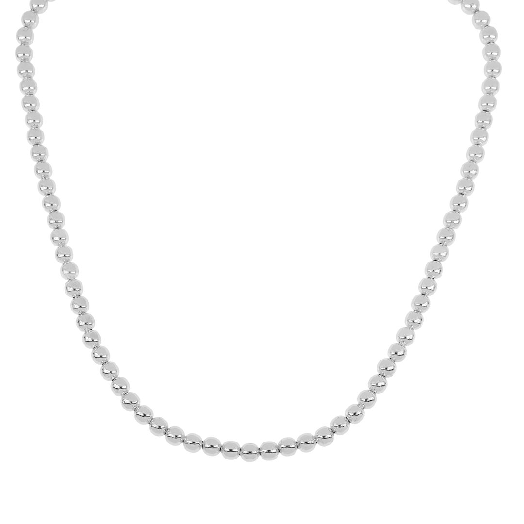 Beaded Necklace 16" Rhodium