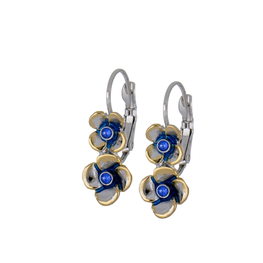 Novelão Collection Two Flower Two-Tone French Wire Earrings John Medeiros Jewelry Collections