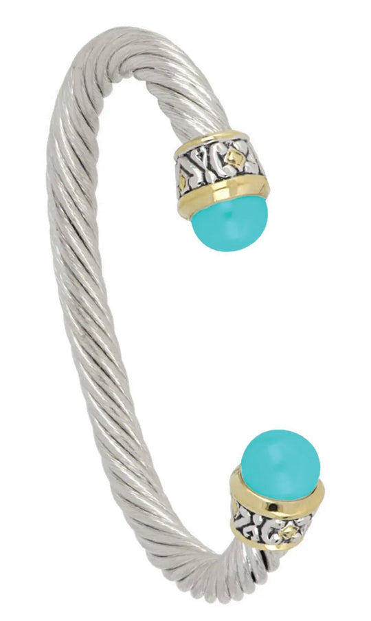 Ocean Images Collection - Large Pearl Wire Cuff Bracelet  Turquoise