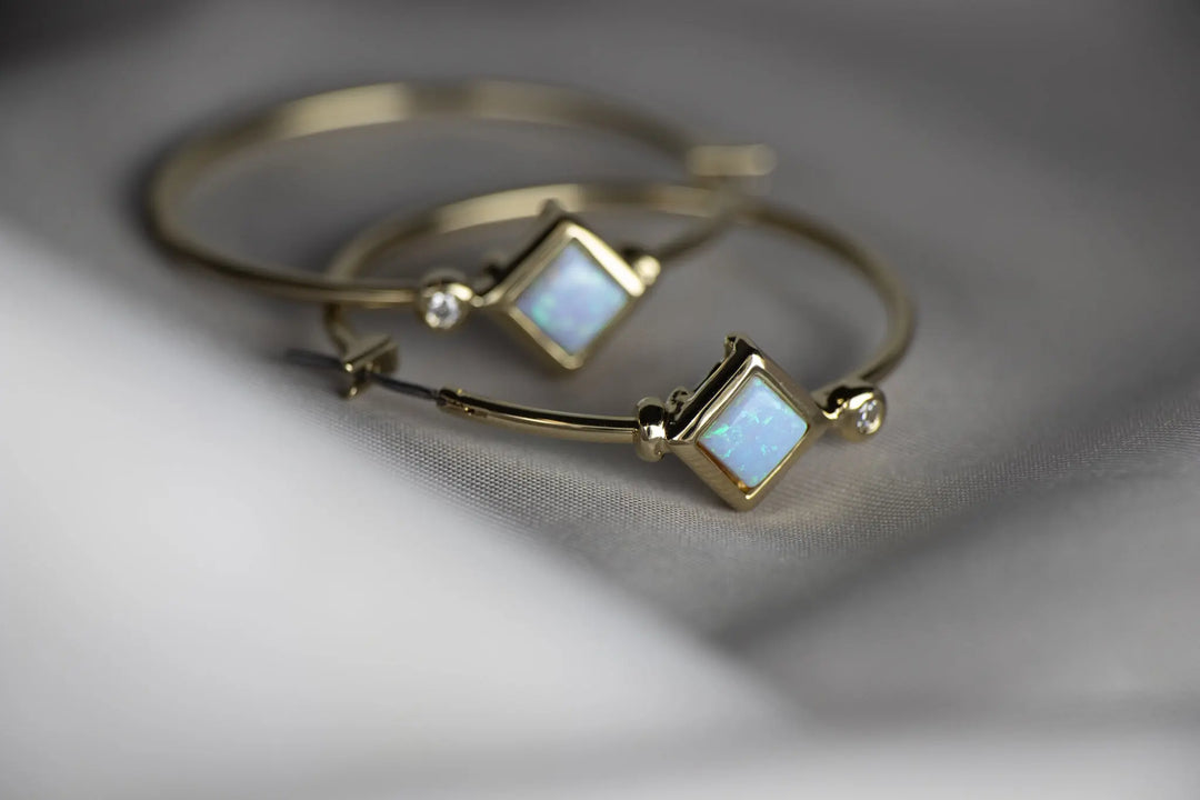 Opalas do Mar Collection - Blue Diamond Opal Hoop Earrings John Medeiros Jewelry Collections