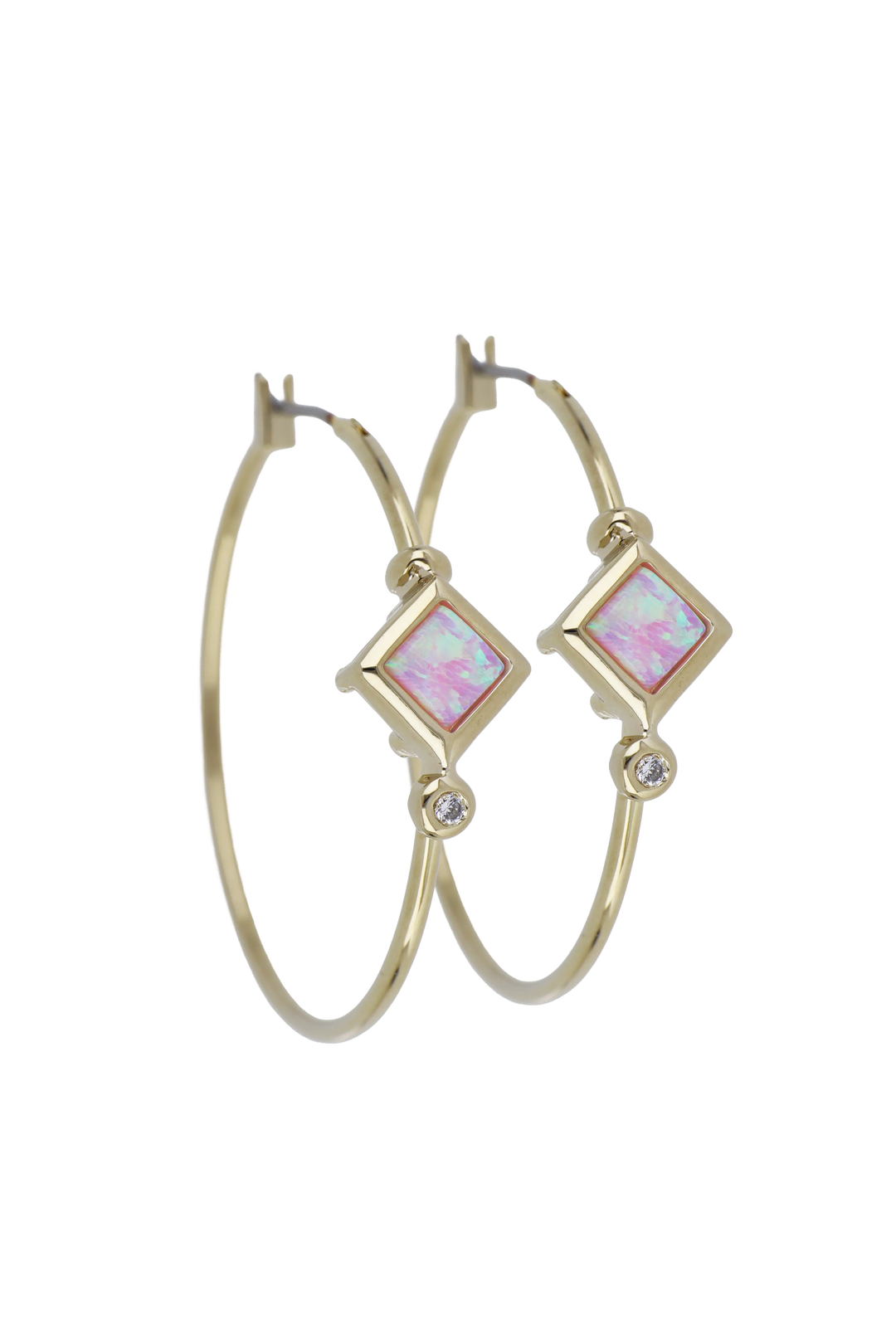 Opalas do Mar Diamond Shape Pink Opal Hoop Earrings John Medeiros Jewelry Collections   Large