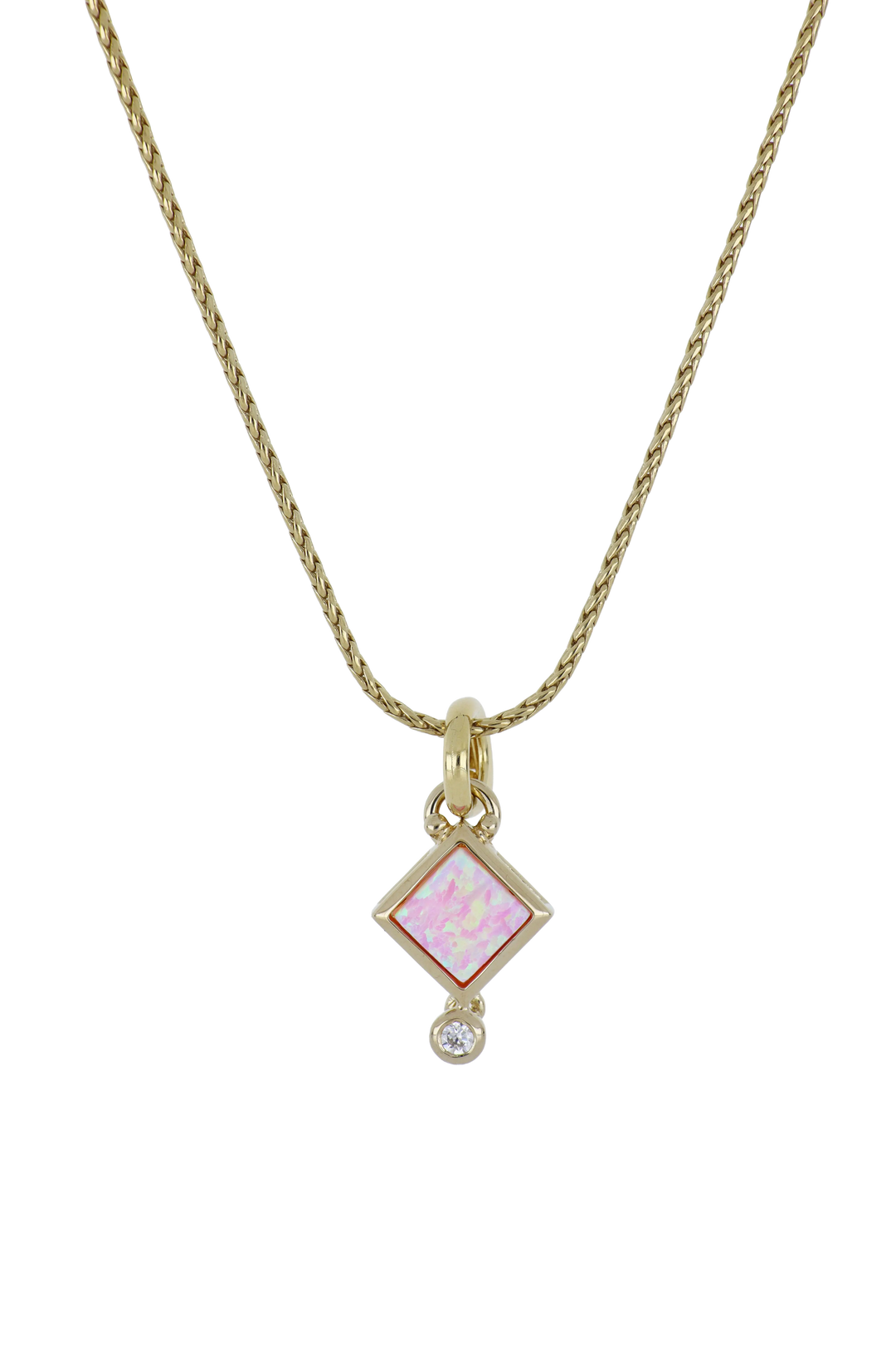 Opalas do Mar Diamond Shape Pink Opal Pendant Necklace 16-18" John Medeiros Jewelry Collections