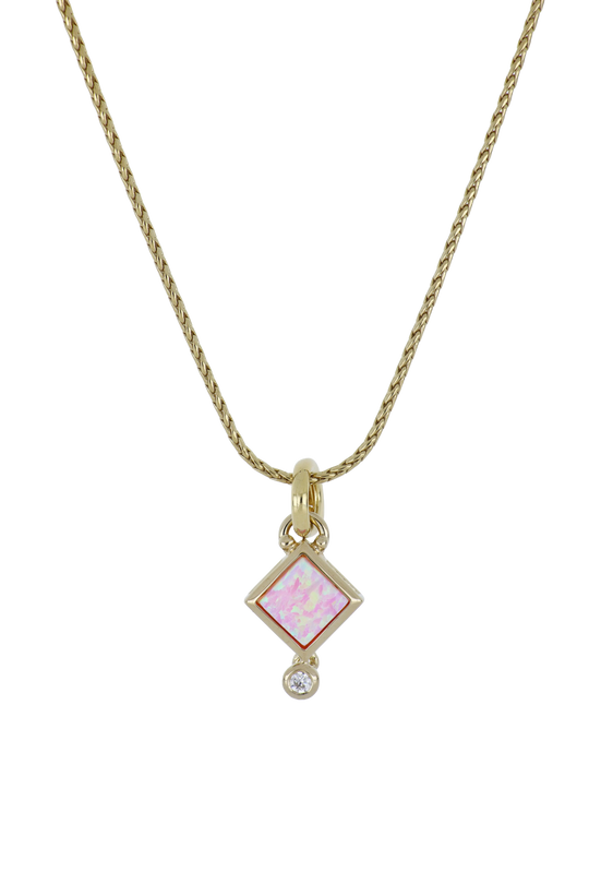 Opalas do Mar Diamond Shape Pink Opal Pendant Necklace 16-18" John Medeiros Jewelry Collections