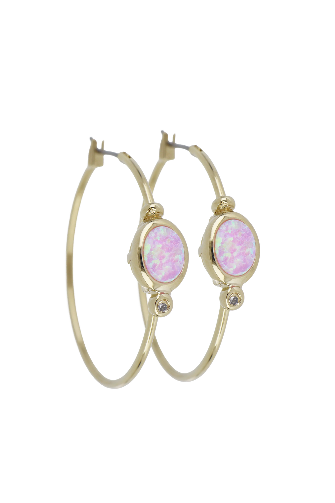 Opalas do Mar Oval Shape Pink Opal Hoop Earrings John Medeiros Jewelry Collections   Large