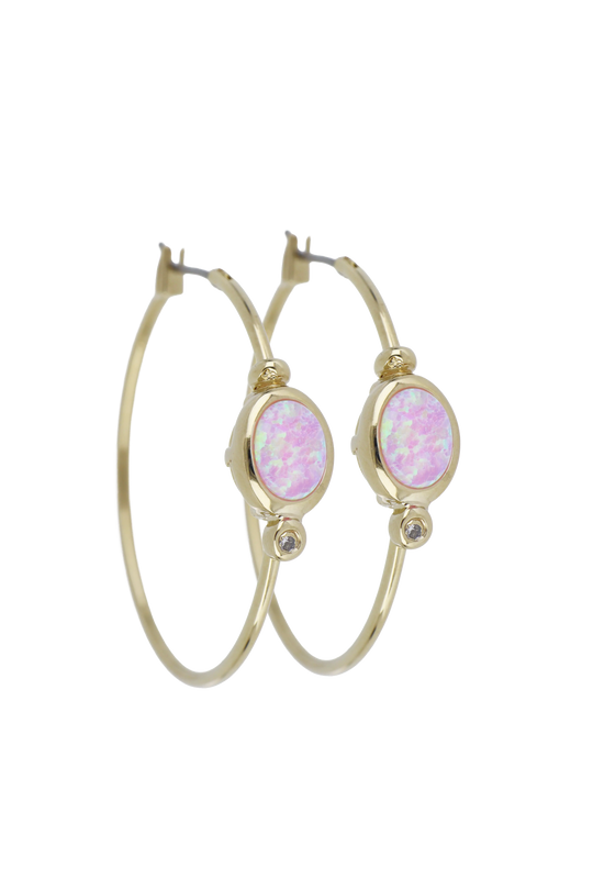 Opalas do Mar Oval Shape Pink Opal Hoop Earrings John Medeiros Jewelry Collections   Large