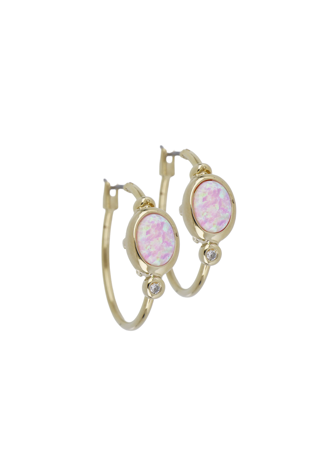 Opalas do Mar Oval Shape Pink Opal Hoop Earrings John Medeiros Jewelry Collections   Small