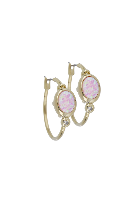 Opalas do Mar Oval Shape Pink Opal Hoop Earrings John Medeiros Jewelry Collections   Small