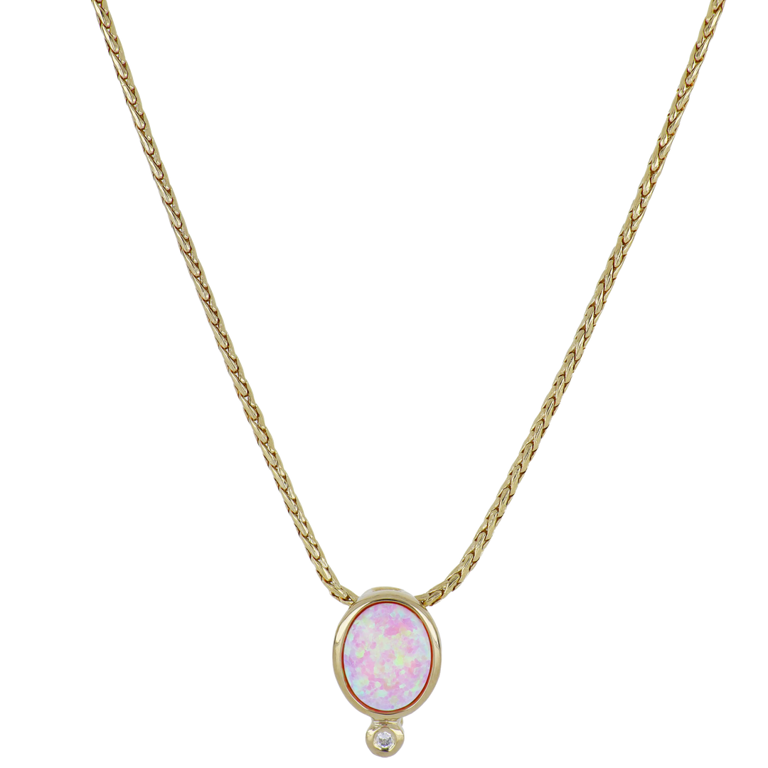 Opalas do Mar Oval Shape Pink Opal Pendant Necklace 16-18" John Medeiros Jewelry Collections