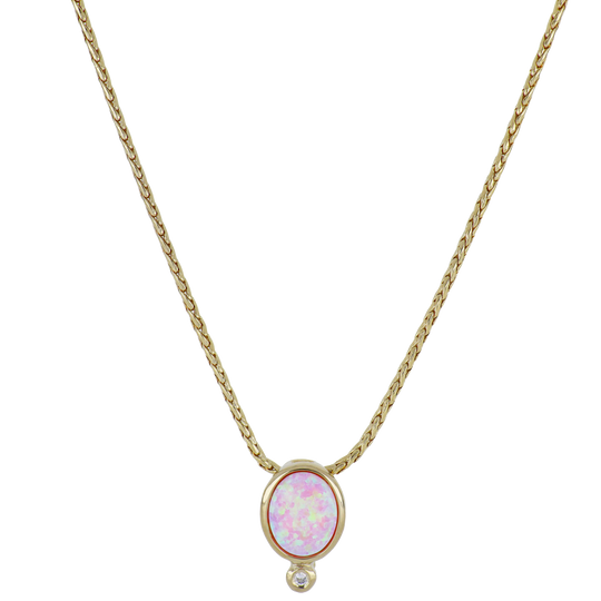 Opalas do Mar Oval Shape Pink Opal Pendant Necklace 16-18" John Medeiros Jewelry Collections
