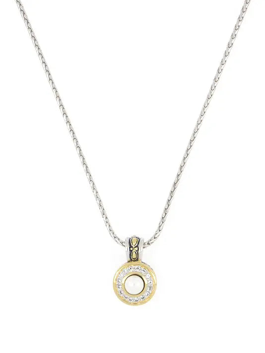 Pérola Collection - Pavé & White Seashell Pearl Pendant with Chain John Medeiros Jewelry Collections