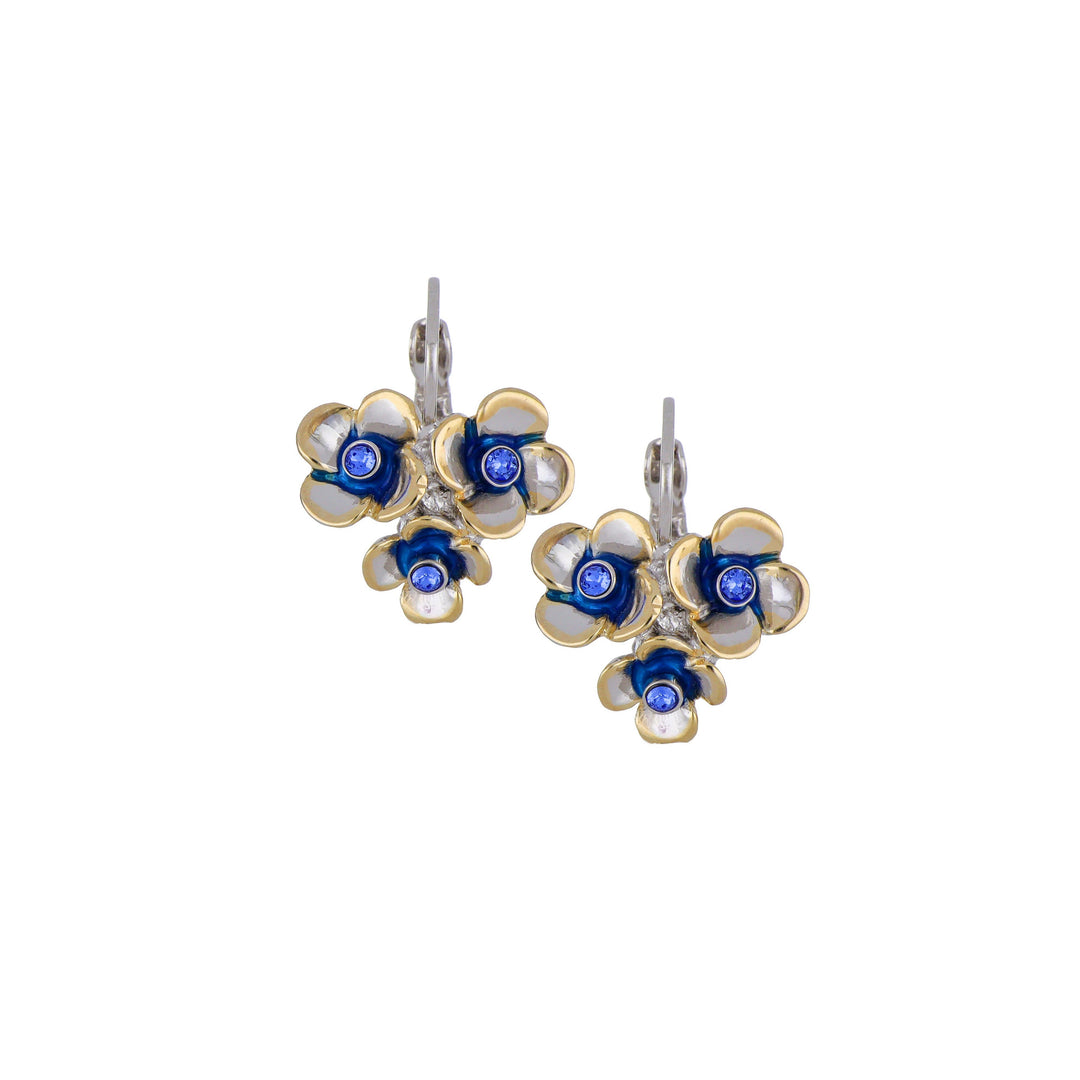 Novelão Collection Large Flower Two-Tone French Wire Earrings