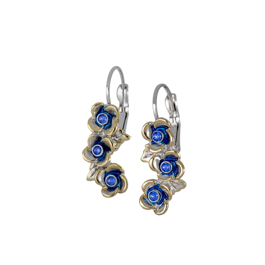Novelão Collection Three Flower Two-Tone French Wire Earrings