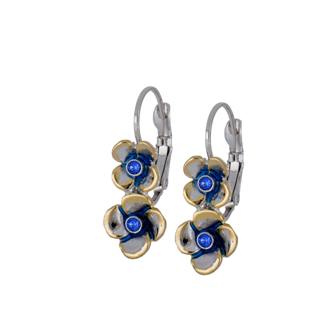 Novelão Collection Two Flower Two-Tone French Wire Earrings