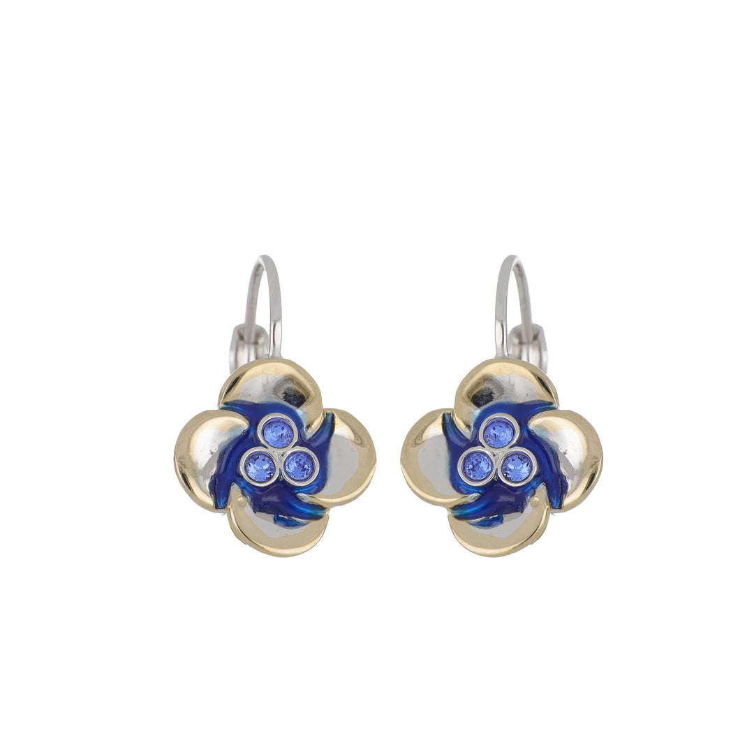 Novelão Collection 3 Blue Center Flower French Wire Earring