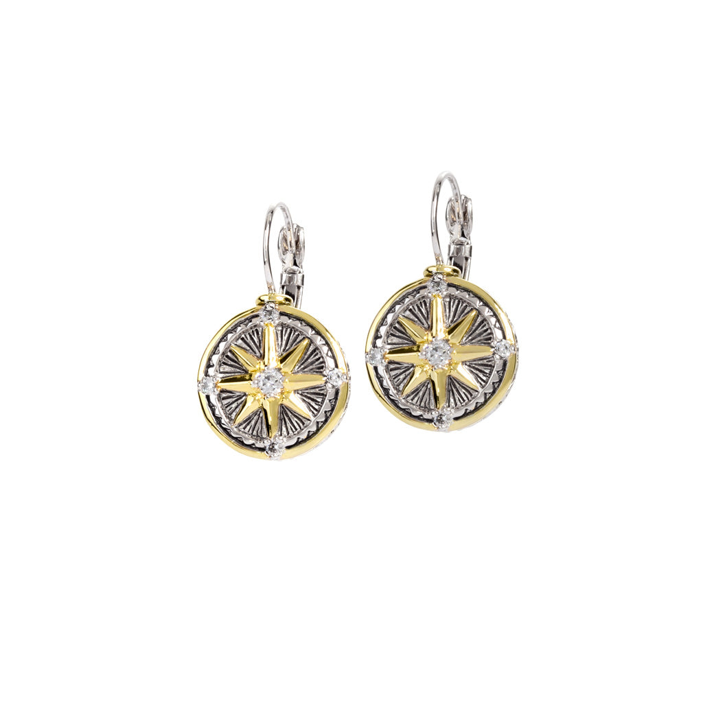 Ocean Images Seaside Collection CZ Compass Earrings
