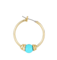 Pérola Collection - Turquoise Small Hoop Gold Earrings