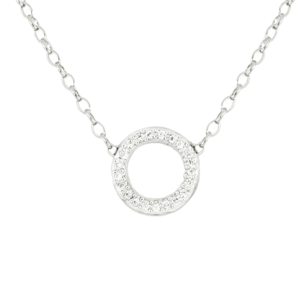 Aldrava Collection - Circle Pavé Necklace with Rhodium Chain