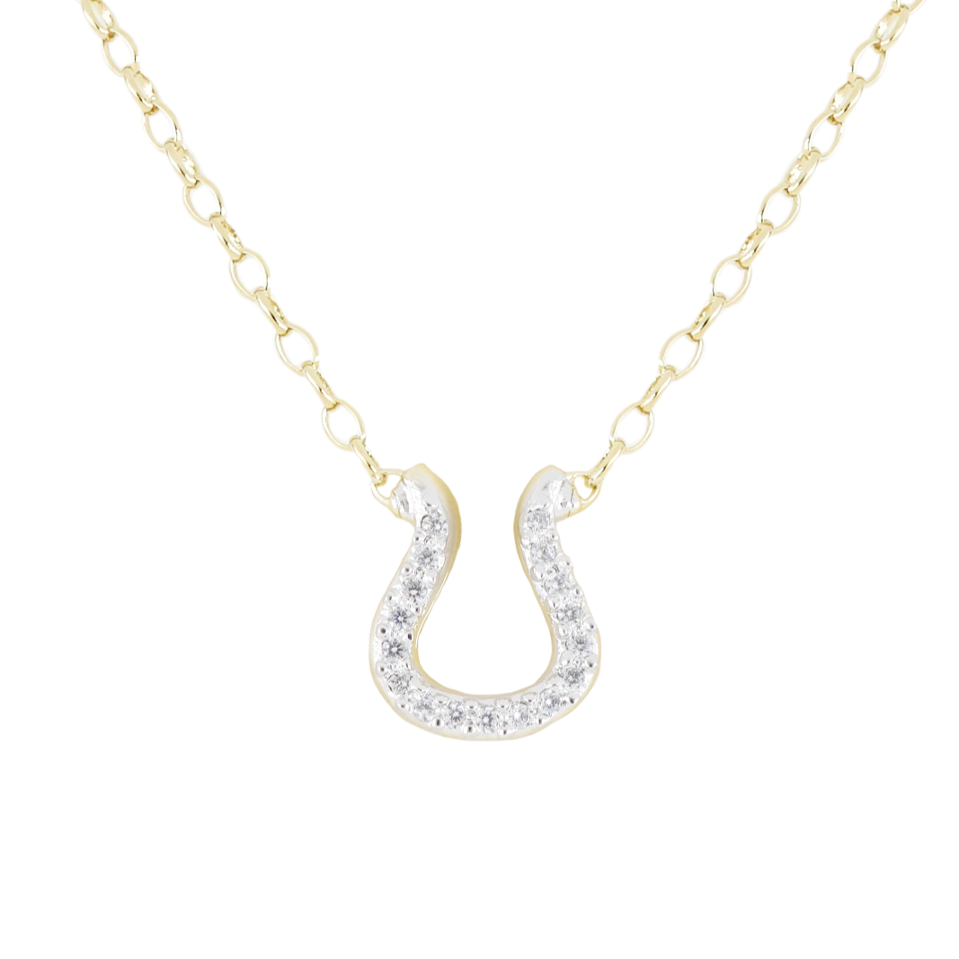 Aldrava Collection - Horseshoe Pavé Gold Necklace