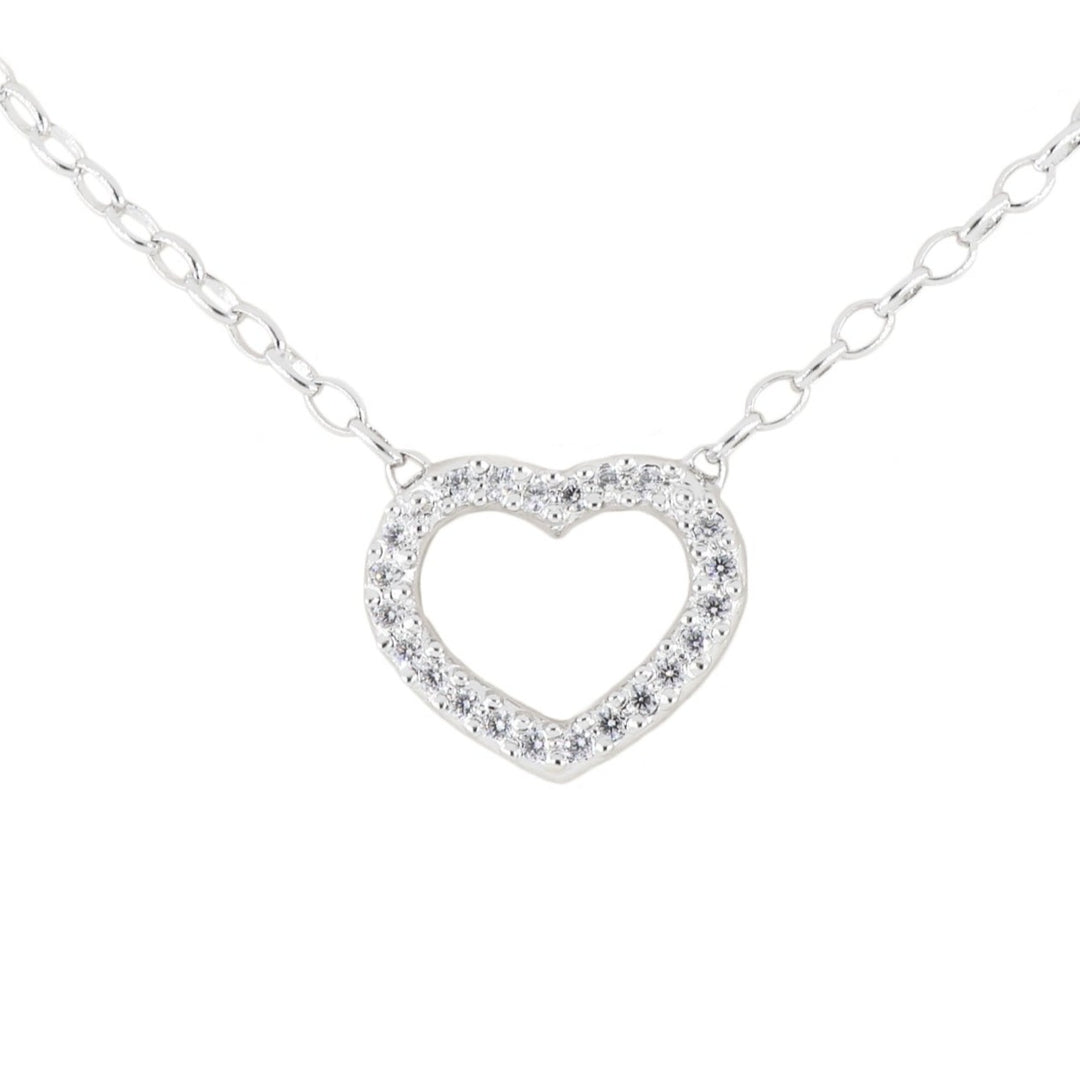 Aldrava Collection - Heart Pavé Necklace with Rhodium Chain