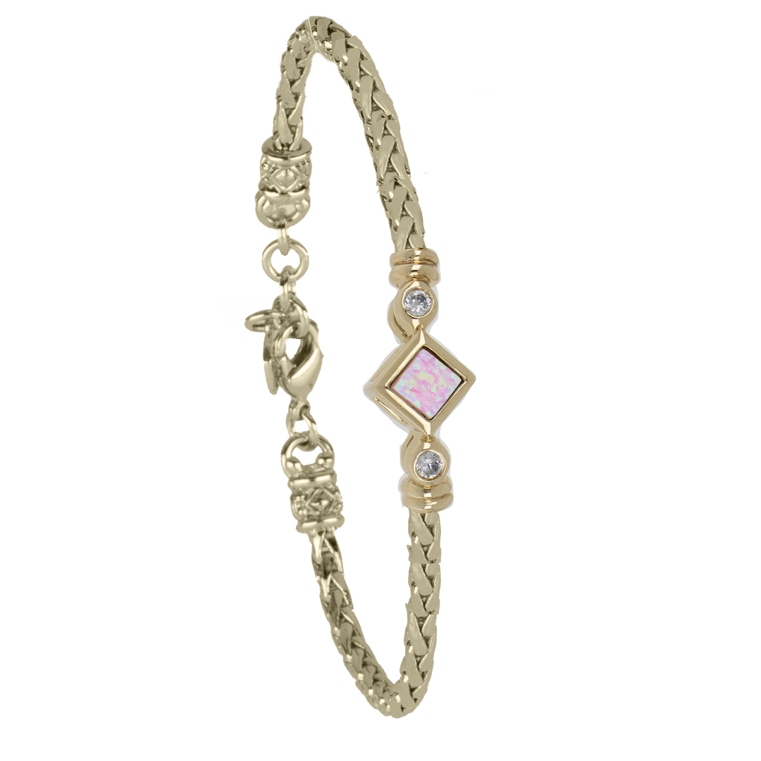 Opalas do Mar Diamond Shape Pink Opal Bracelet 7"