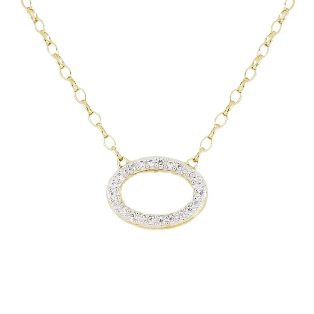 Aldrava Collection - Oval Pavé Necklace in Gold John Medeiros Jewelry Collections
