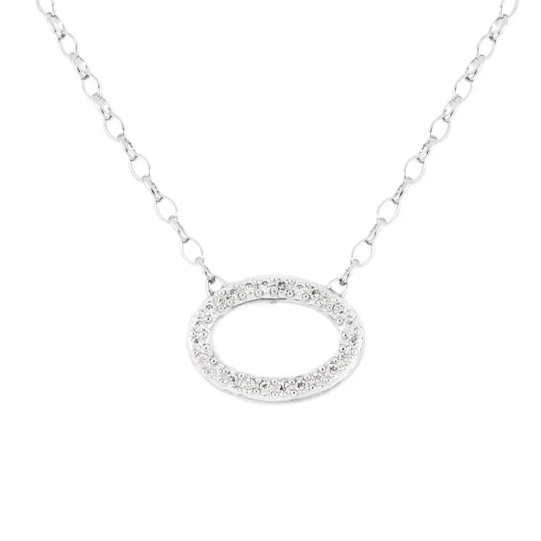 Aldrava Collection - Oval Pavé Necklace in Rhodium John Medeiros Jewelry Collections