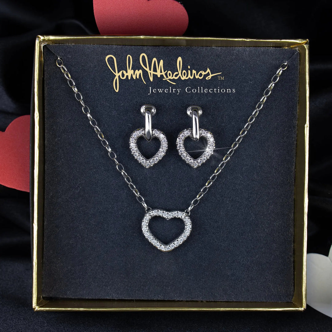 Aldrava Pavé Heart Gift Set Rhodium John Medeiros Jewelry Collections