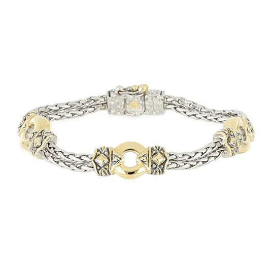 Antiqua Collection - Gold Circle Three Station Bracelet John Medeiros Jewelry Collections
