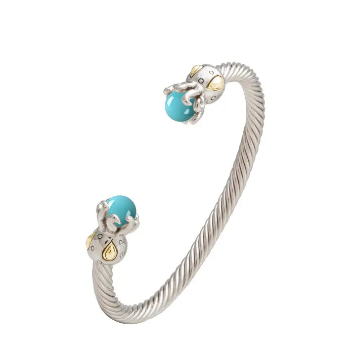 Ocean Images Seaside - Octopus Thin Wire Turquoise Pearl Cuff