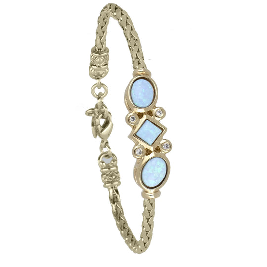 Opalas do Mar Collection - 3 Blue Opals Single Strand Bracelet