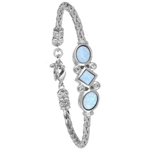 Opalas do Mar Collection - 3 Blue Opals Single Strand Bracelet