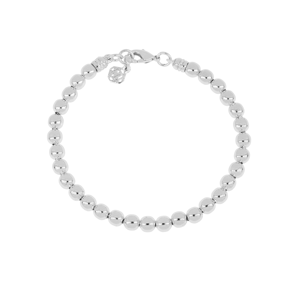 Beaded Bracelet 7" Rhodium   