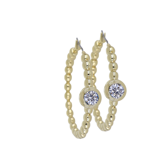 Beaded Collection 1-1/4" Hoop Earrings   