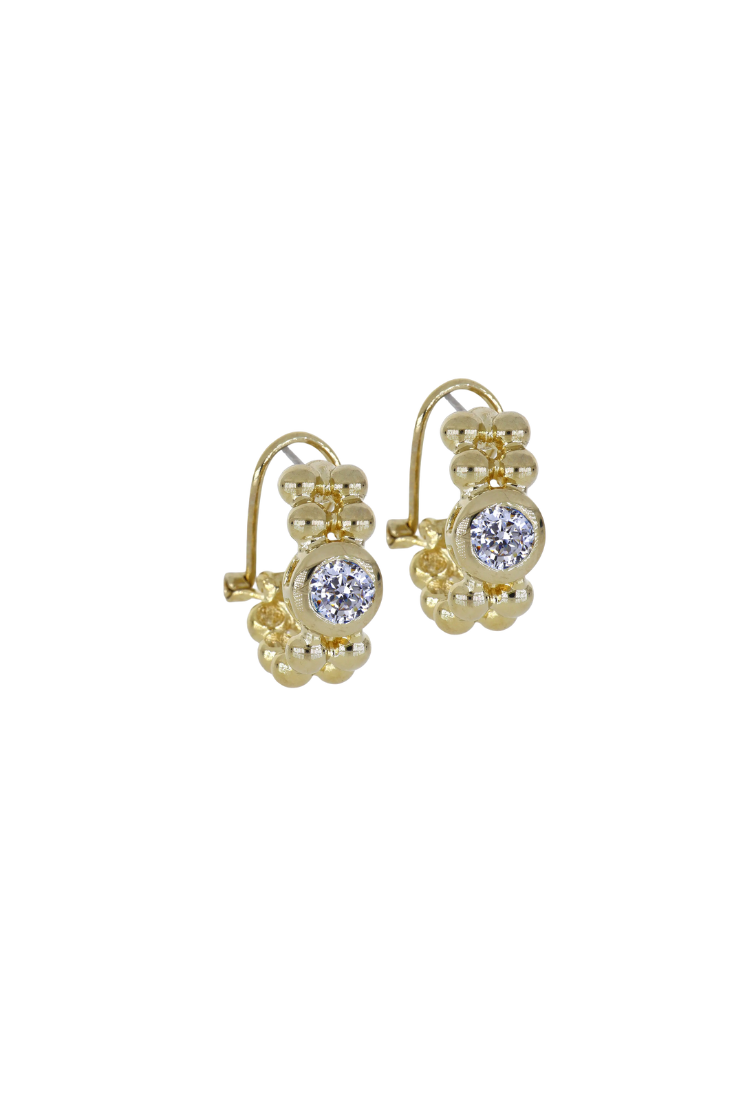 Beaded Collection 2 Row Beaded Omega Clip Earrings   