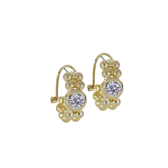 Beaded Collection 2 Row Beaded Omega Clip Earrings   