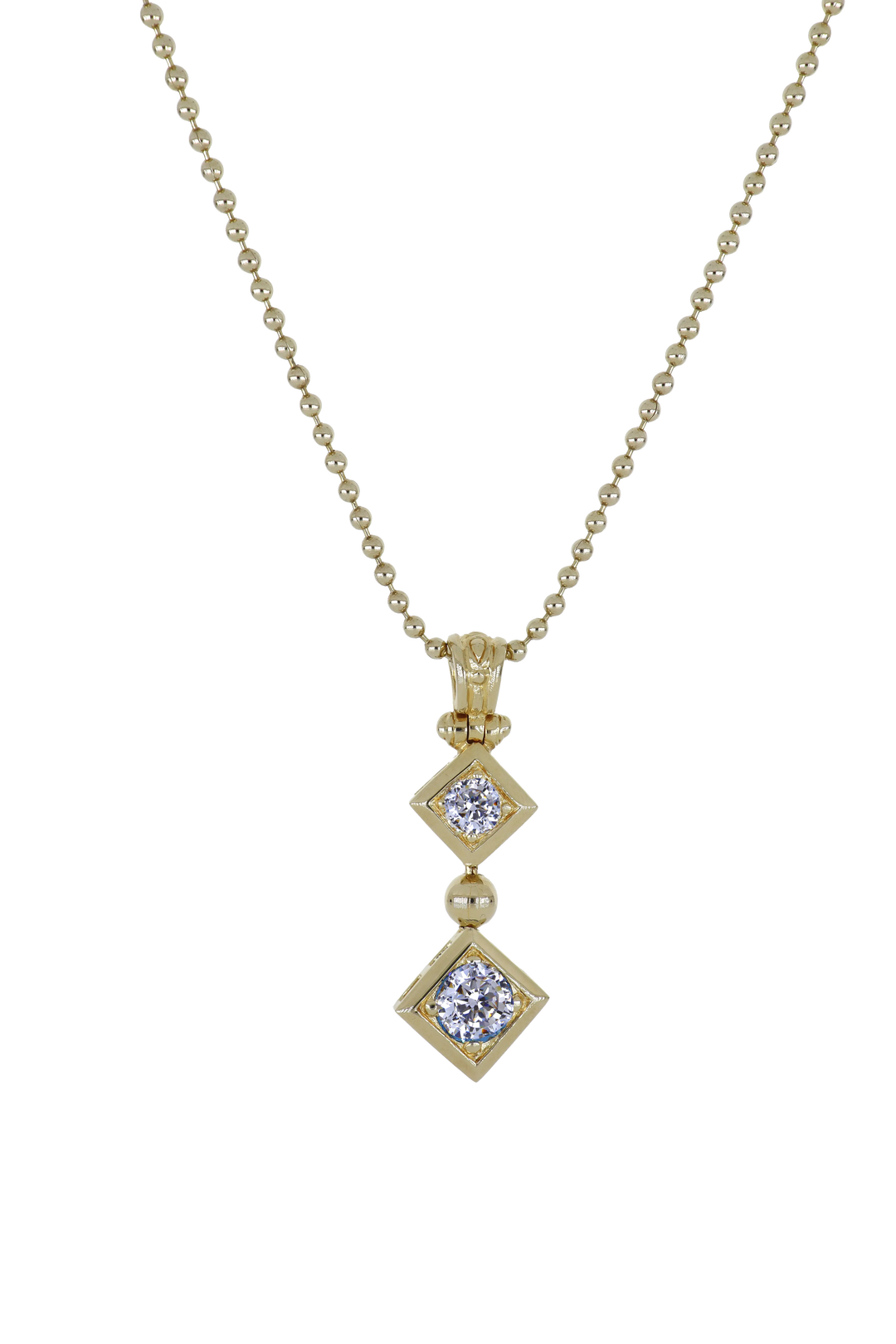 Beaded Collection 2 Stone Drop Necklace 24"   