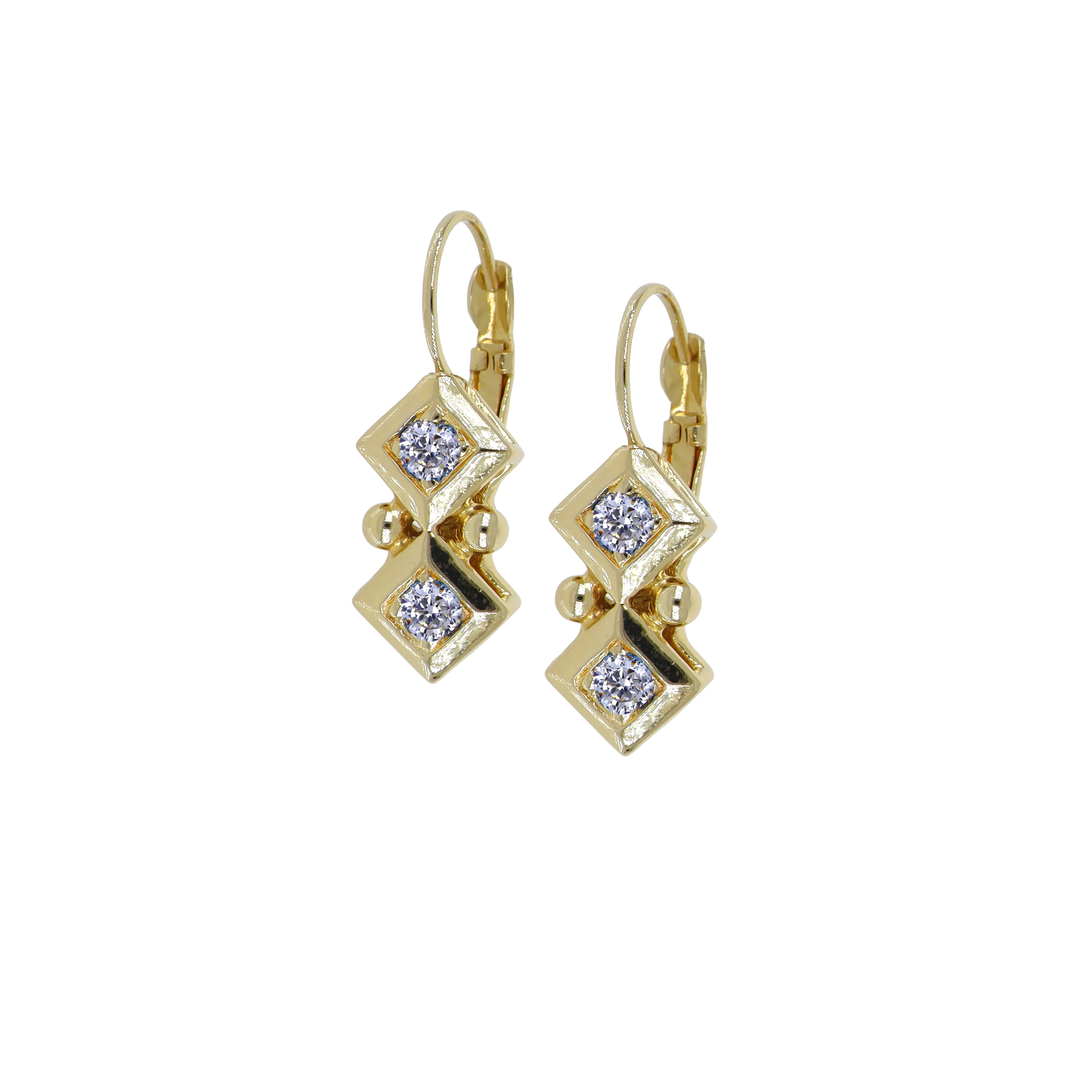 Beaded Collection 2 Stone French Wire Earrings   