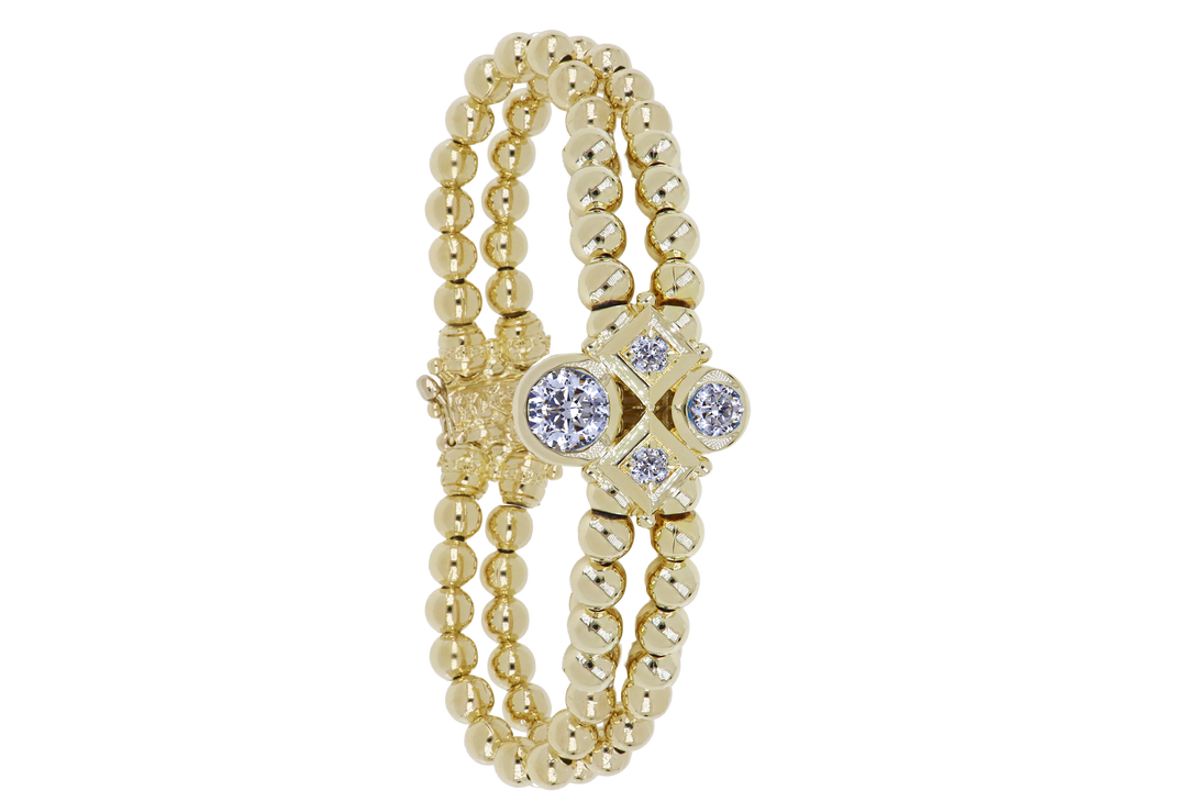 Beaded Collection 4 Stone Double Strand Bracelet 7"   