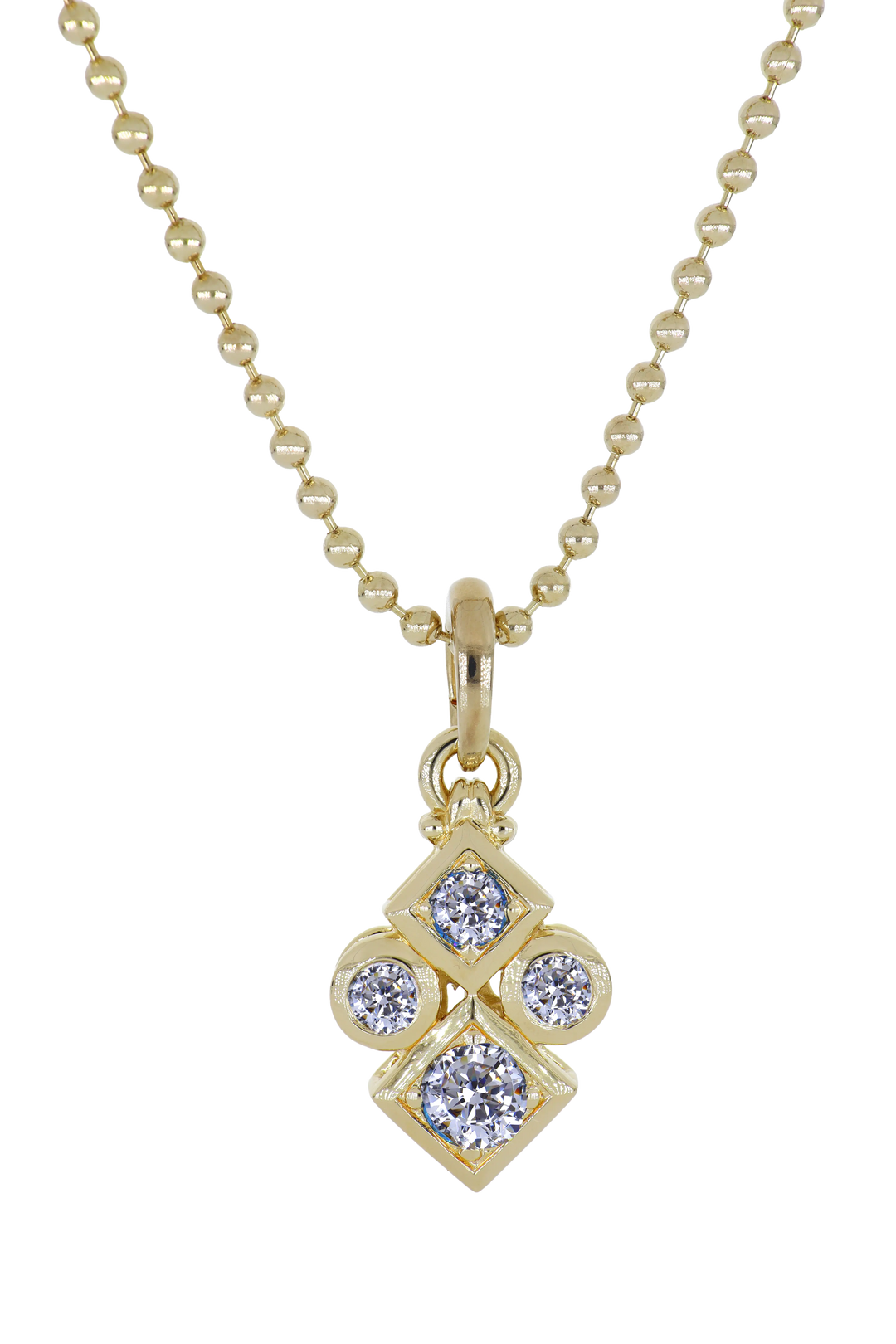 Beaded Collection 4 Stone Necklace 20"  CZ 