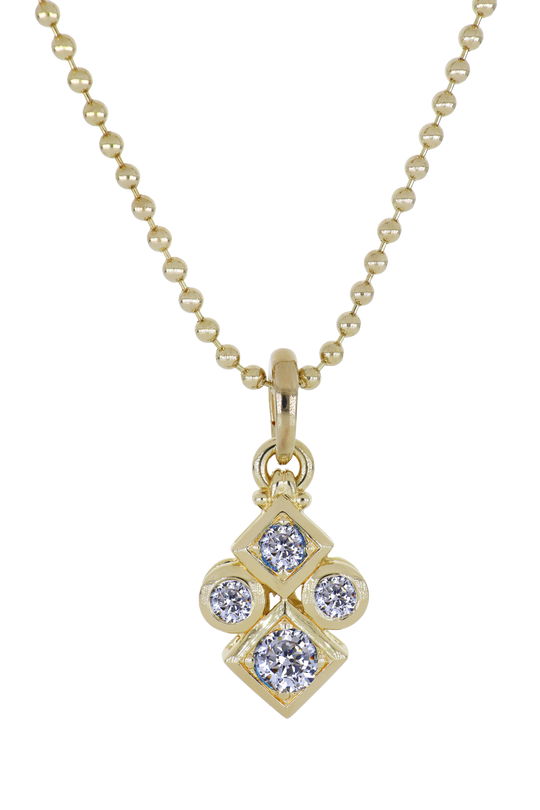 Beaded Collection 4 Stone Necklace 20"  CZ 