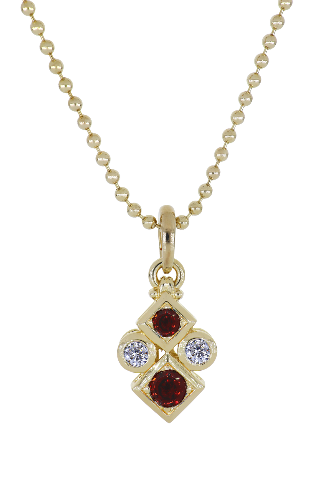 Beaded Collection 4 Stone Necklace 20"  Garnet 